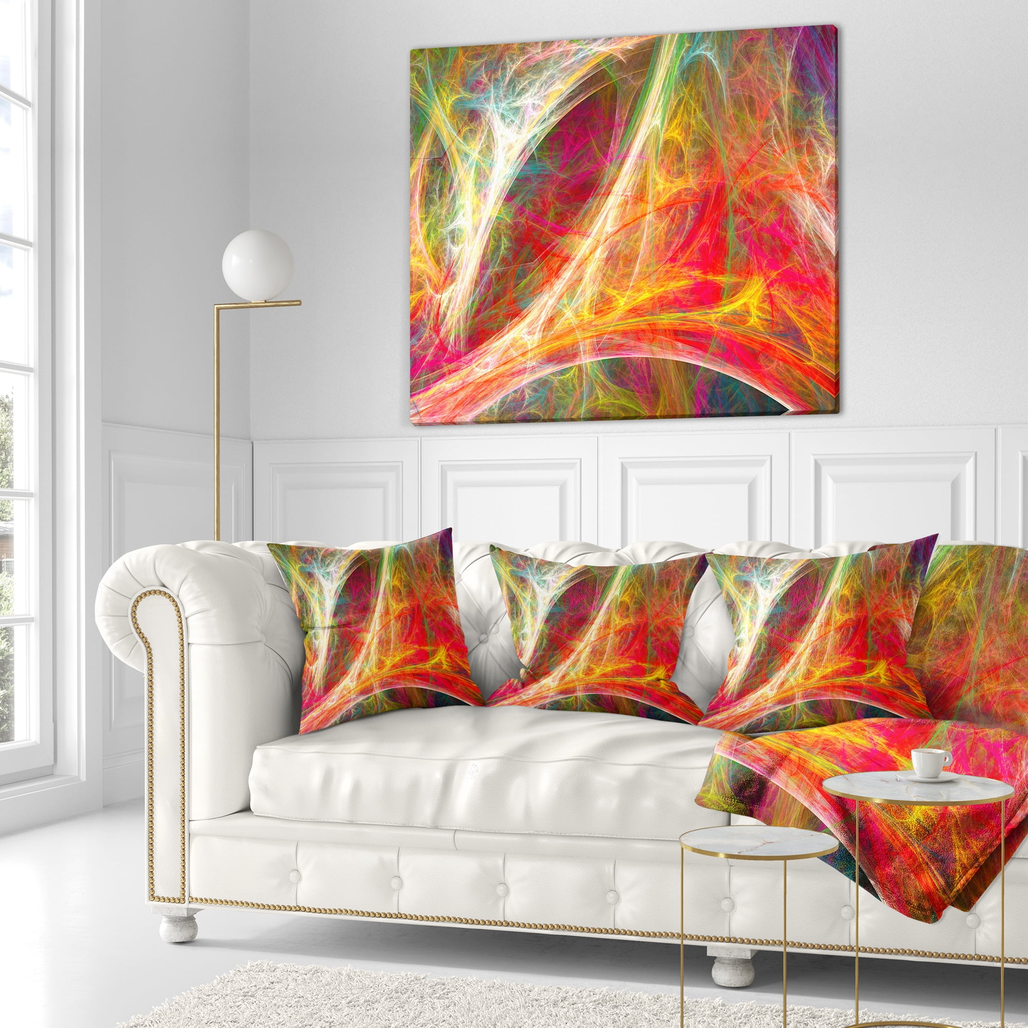 Designart Mystic Red Fractal - Abstract Throw Pillow - 16x16
