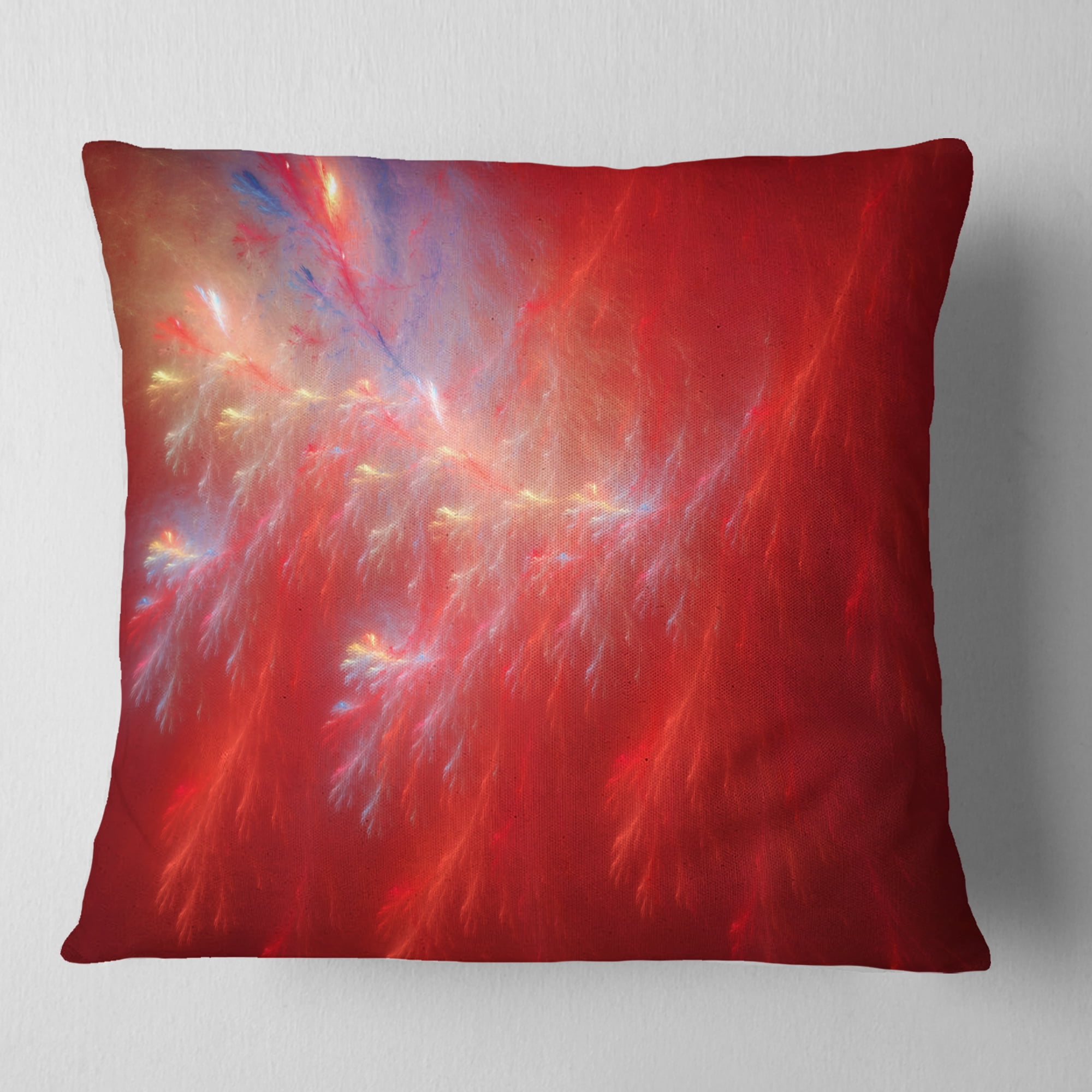 Designart Mystic Red Thunder Sky - Abstract Throw Pillow - 18x18
