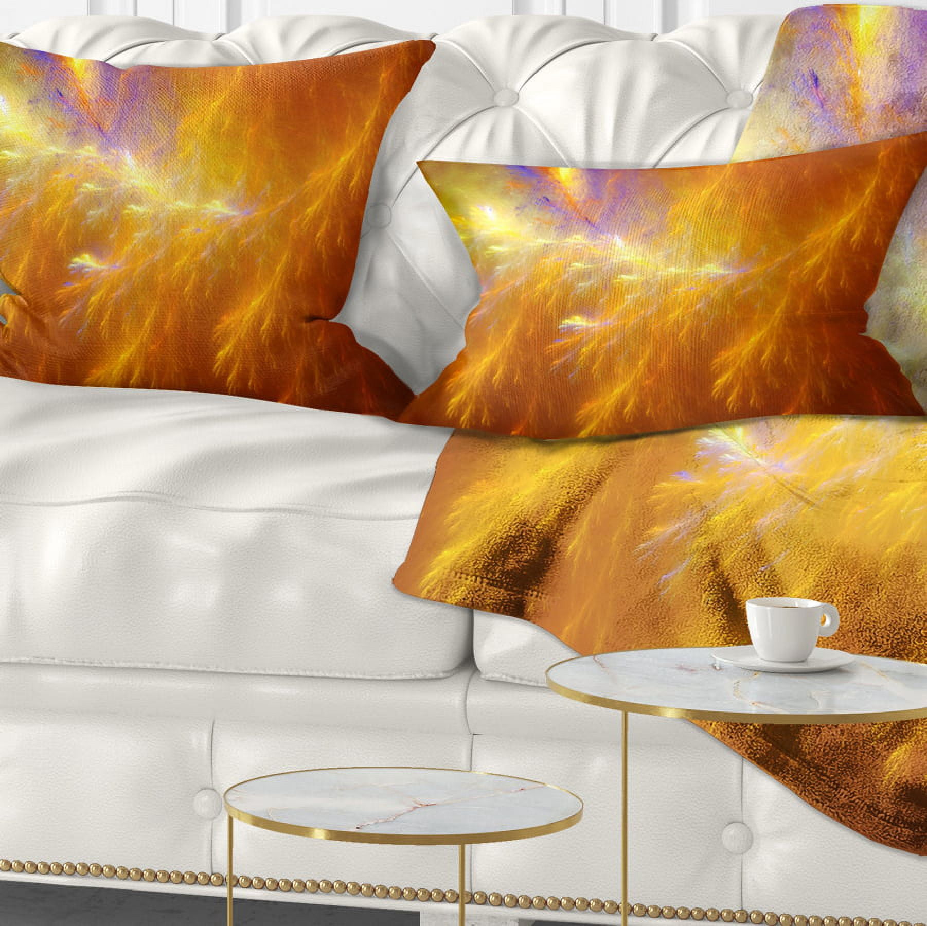 Designart Mystic Yellow Thunder Sky - Abstract Throw Pillow - 12x20