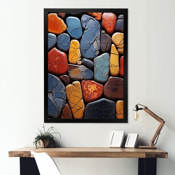 Designart "Mystical Aura Stone for Spa Relaxation" Spiritual Framed Wall Art - Global Yellow Spiritual Stone Bedroom Framed Canvas Wall Art
