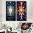 thumbnail image 1 of Designart "Mystical Mandalas Sacred Geometric Art I" Boho Mandala Wall Art Set Of 2 - Traditional Gold Gallery Wall Set For Home Decor, 1 of 6
