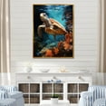 thumbnail image 1 of Designart "Mystical Marine Turtle Journey" Animals Turtle Floater Framed Canvas Art Print, 1 of 5