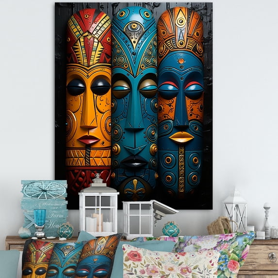 Designart "Mystical Masks Of African Tribes I" African Tribes Wall Decor