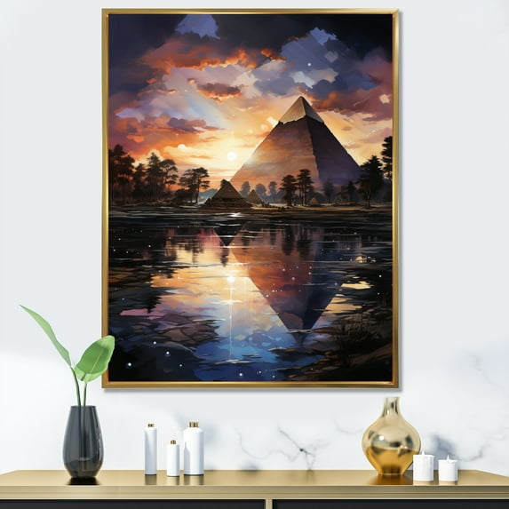 Designart "Mystical Pyramids of Egypt" Egypt Floater Framed Wall Decor