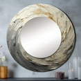 thumbnail image 1 of Designart "Mystical Spirals In Grey And Gold" Abstract Spirals Round Mirror Wall Decor Modern - Large Grey Round Office Mirror - Round Mirror - 36" x 36", 1 of 6