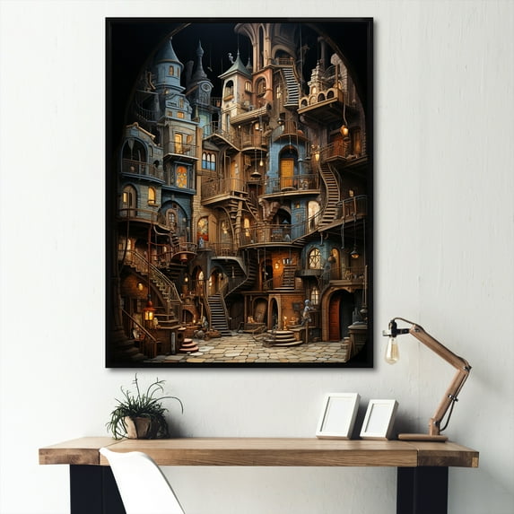 Designart "Mystical Theater Sketch" Theater Floater Framed Canvas Art Print