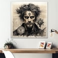 thumbnail image 1 of Designart "Mystical Vintage Blueprint of Giants I" Abstract Wall Art - Modern Blue Giants Living Room Canvas Art, 1 of 6