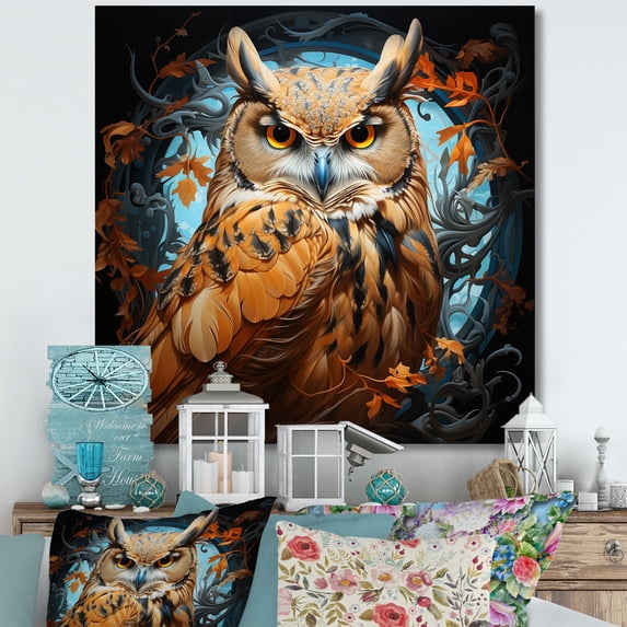 Designart "Mystique Of Owls In Twilight" Animals Owl Canvas Art Print