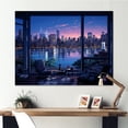 thumbnail image 1 of Designart "NYC Nights A Blue Window Perspective III" Cityscapes Wall Art - Industrial Blue New York City Bedroom Canvas Wall Art, 1 of 4