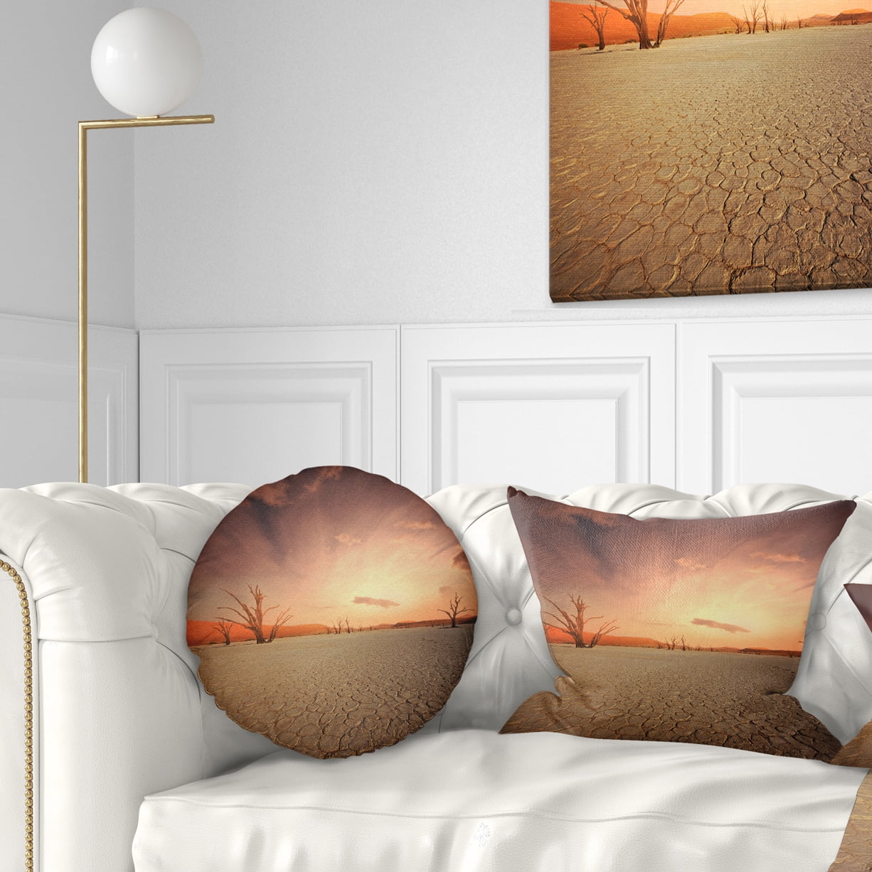 Designart Namib Desert Beautiful Cracked Land - African Landscape Printed Throw Pillow - 12x20