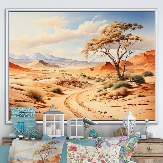 Designart "Namibia s African Desert I" Landscapes Floater Framed Wall Art Living Room
