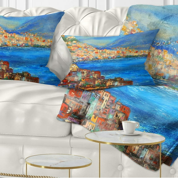 Designart Naples Today - Seascape Throw Pillow - 12x20