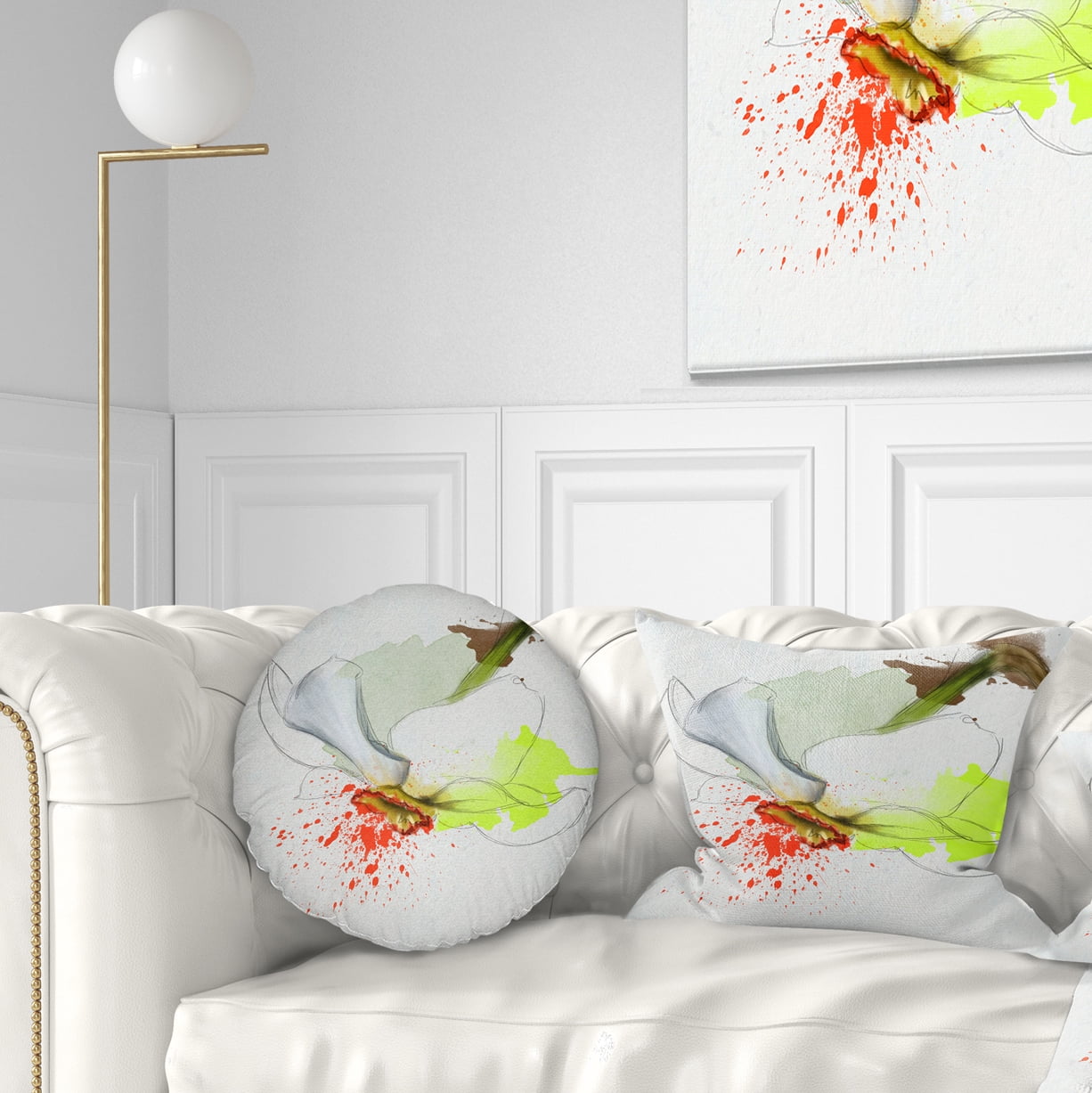 Designart Narcissus Flower Sketch Watercolor - Floral Throw Pillow - 12x20