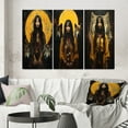 thumbnail image 1 of Designart "Native Beauty Woman Dancing with Wolves II" Indian Woman Wall Art Set Of 3 - Woman Indian Yellow Gallery Wall Set For Home Decor, 1 of 6