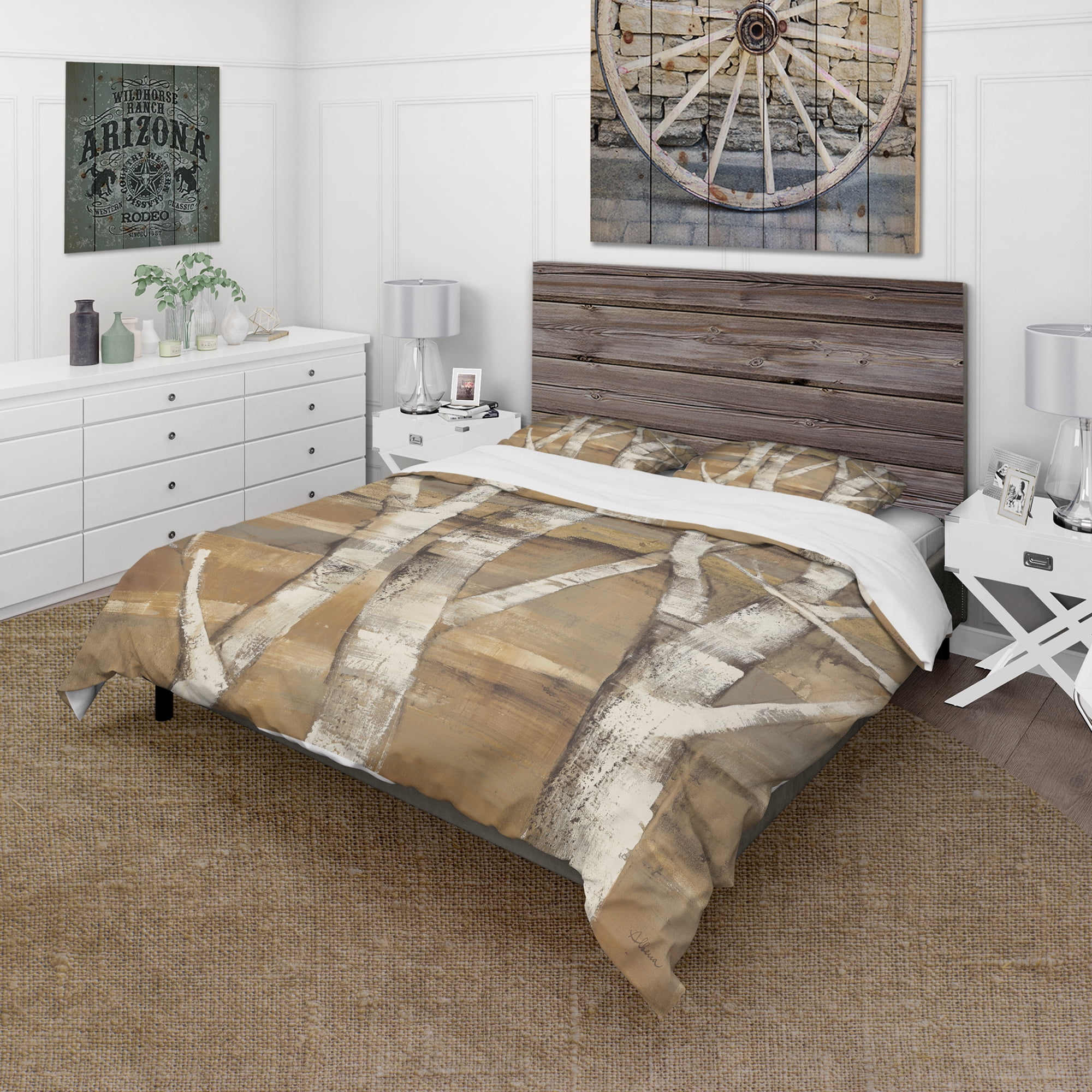 Designart 'Natural Birch Forest II' Traditional Duvet Cover Set