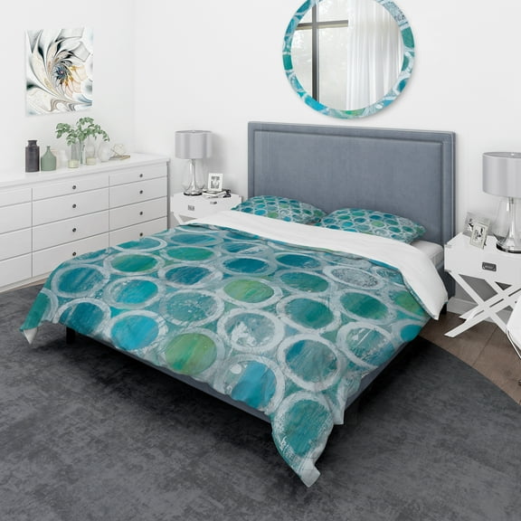 Designart 'Natural Blue Circle' Geometric Duvet Cover Set