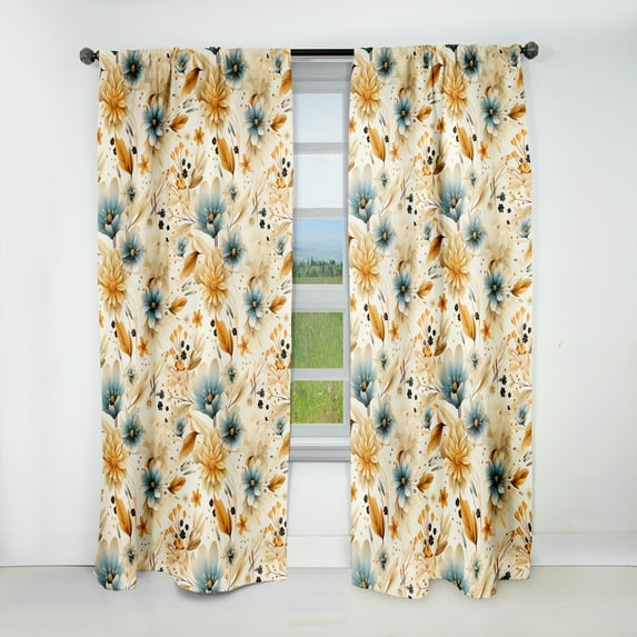 Designart "Natural Grace" Floral Blackout Curtain Single Panel