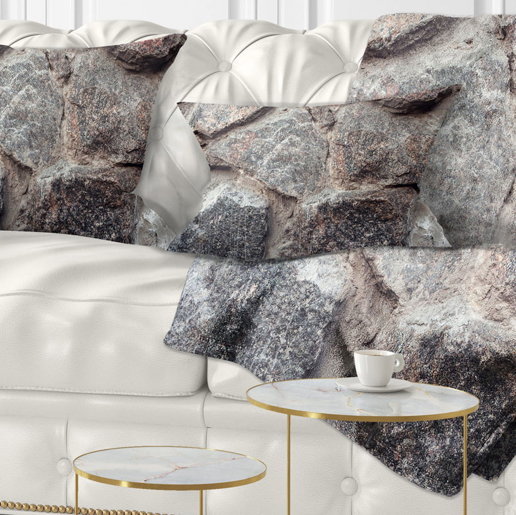 Designart Natural Granite Stone Texture - Landscape Photography Throw Pillow - 12x20