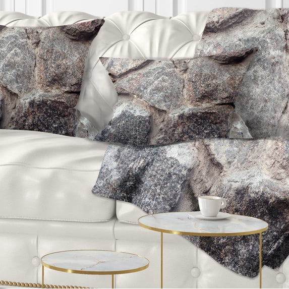 Designart Natural Granite Stone Texture - Landscape Photography Throw Pillow - 12x20
