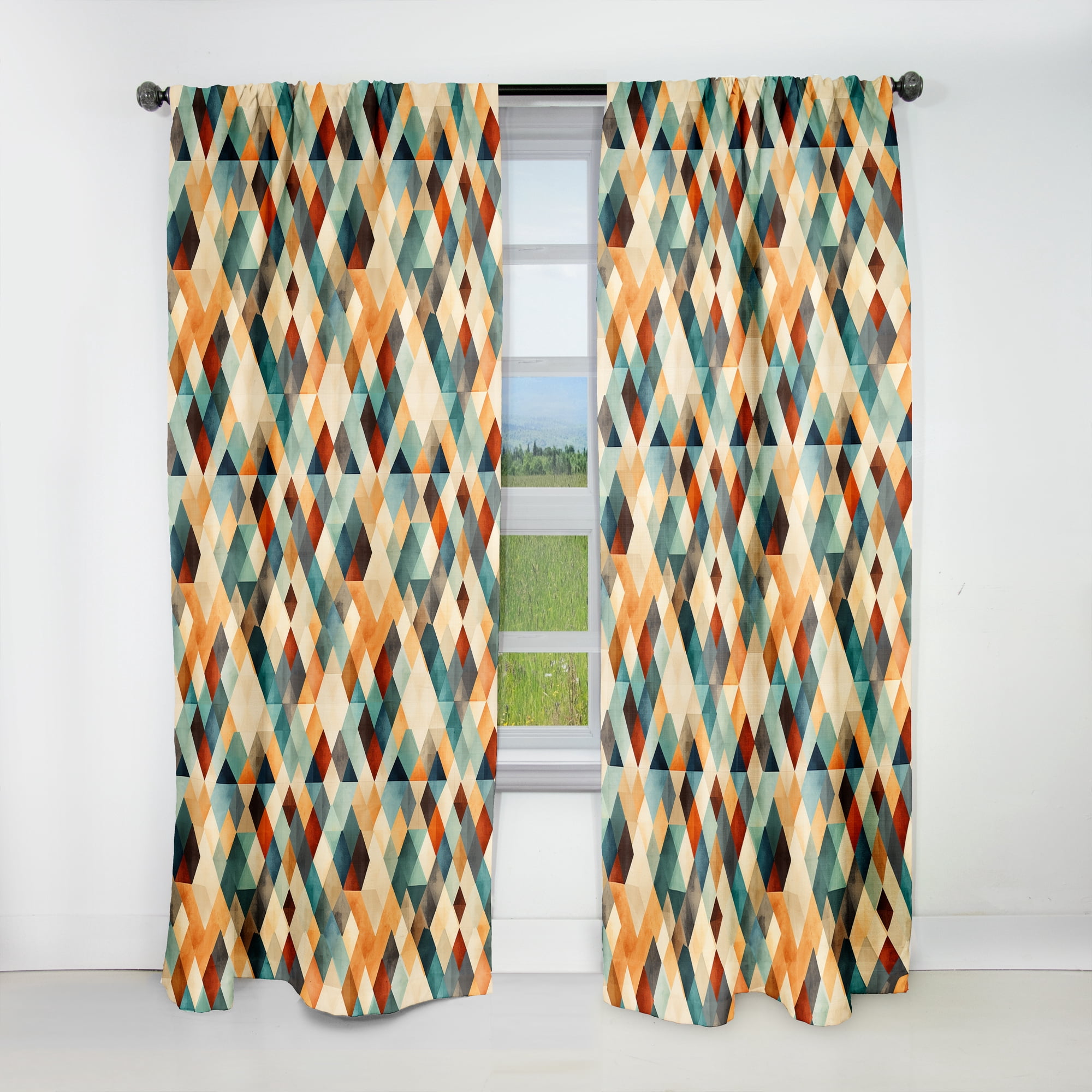 Designart "Natural Green And Beige Tones Mosaic" Geometric Blackout ...