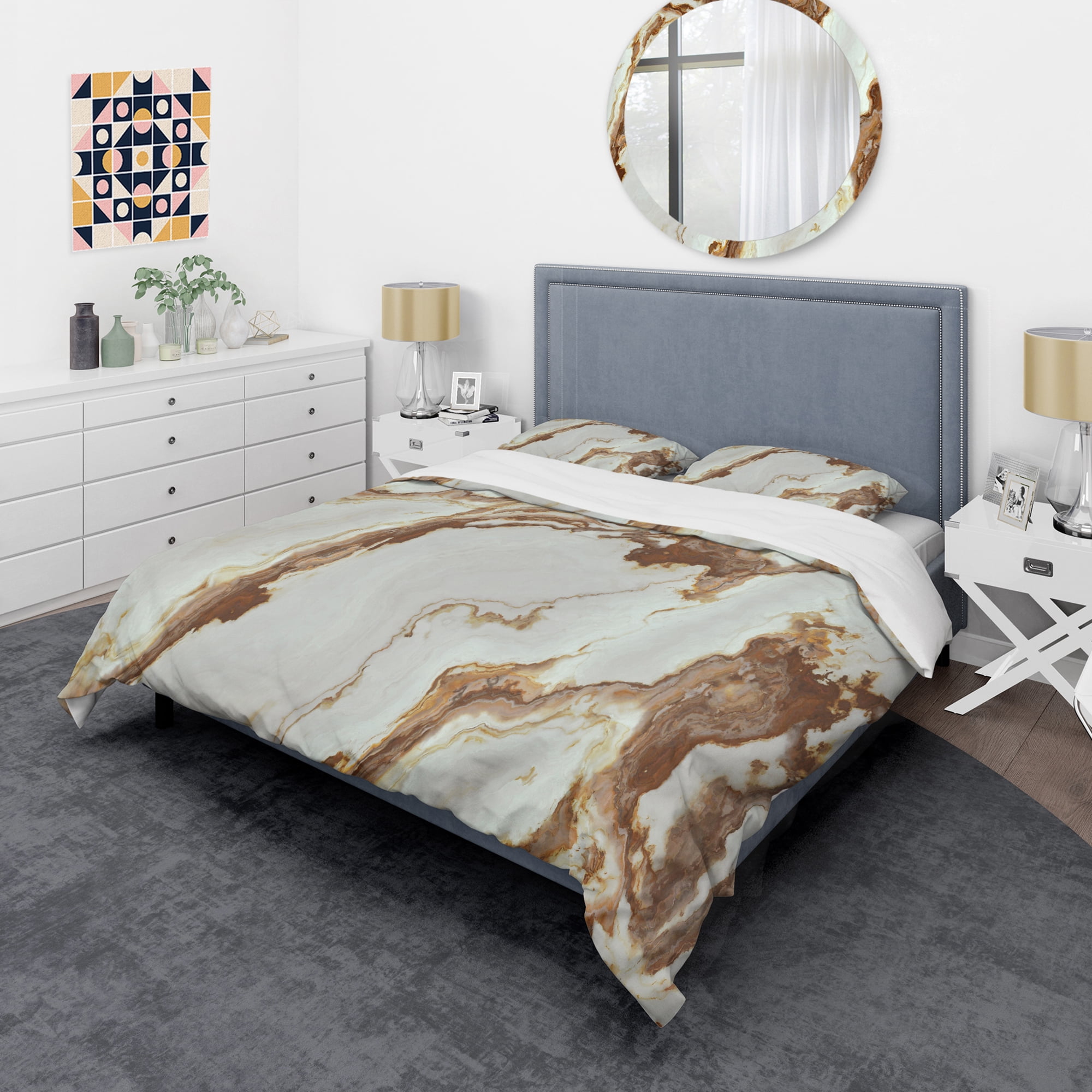 Designart 'Natural Onyx Texture' Mid-Century Modern Duvet Cover Set