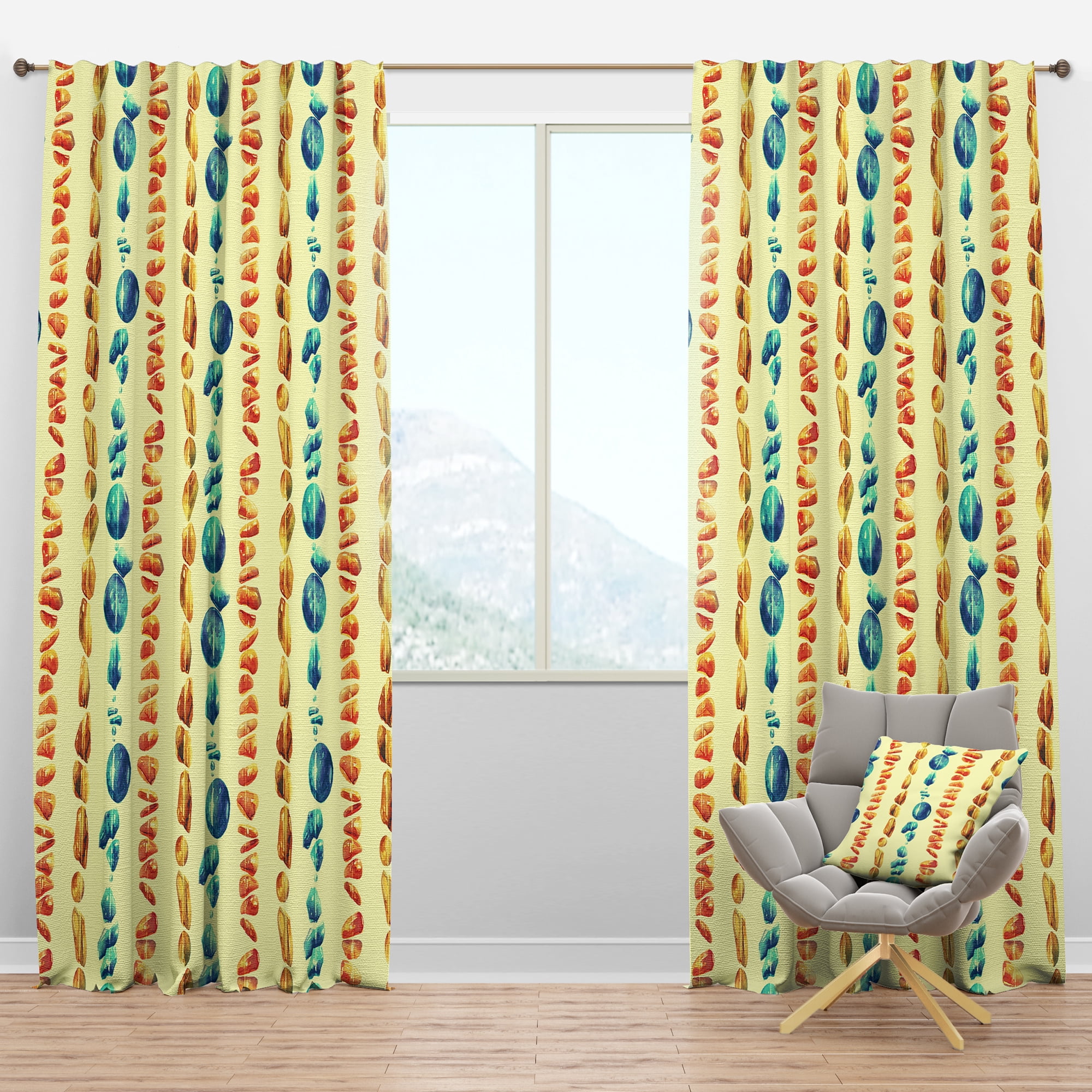 Designart 'Natural Semiprecious Stones Of Beads' Bohemian & Eclectic Blackout Curtain Panel
