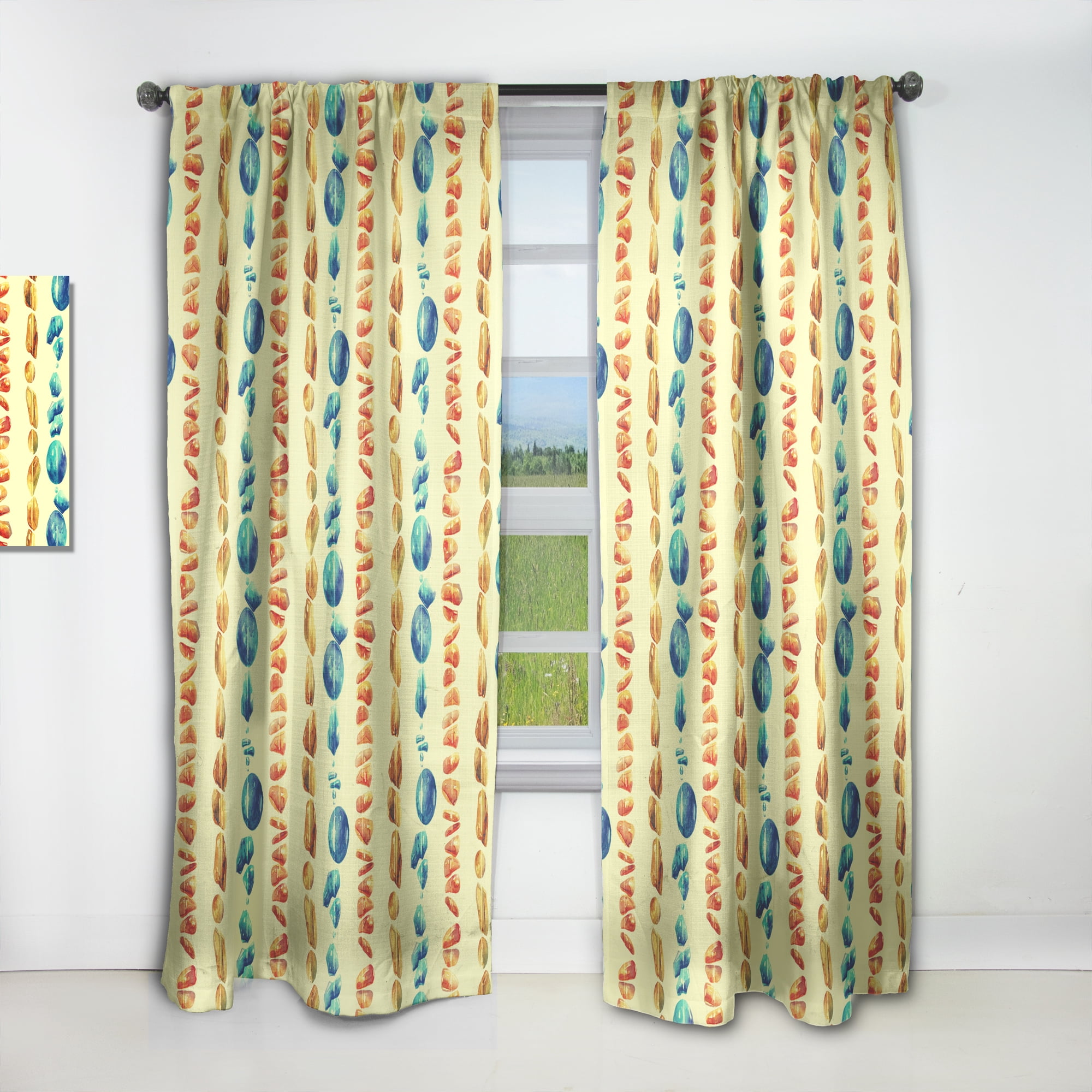 Designart 'Natural Semiprecious Stones Of Beads' Bohemian & Eclectic Curtain Panel