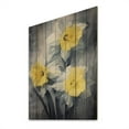 thumbnail image 1 of Designart "Nature s Impression of Daffodils in Yellow and Grey Tones I" Floral Print on Natural Pine Wood, 1 of 5