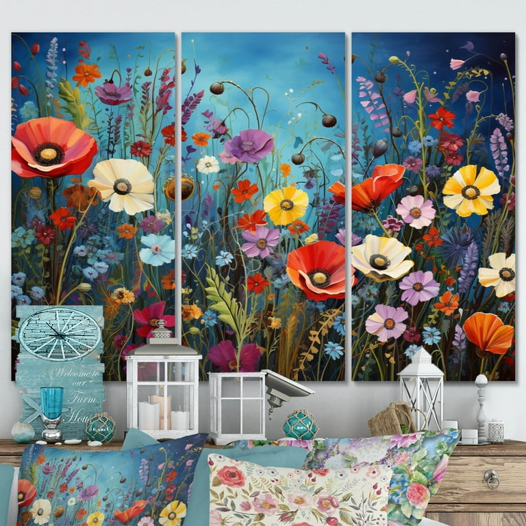 Designart Nature s Tapestry of Colorful Wildflowers Floral Wall Art Prints Set Walmart