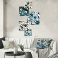 thumbnail image 1 of Designart "Nautical Blue Ivory Floral Grace" Floral Wall Art Set Of 5 - Teal Cottage Hallway Metal Art Print Set, 1 of 6