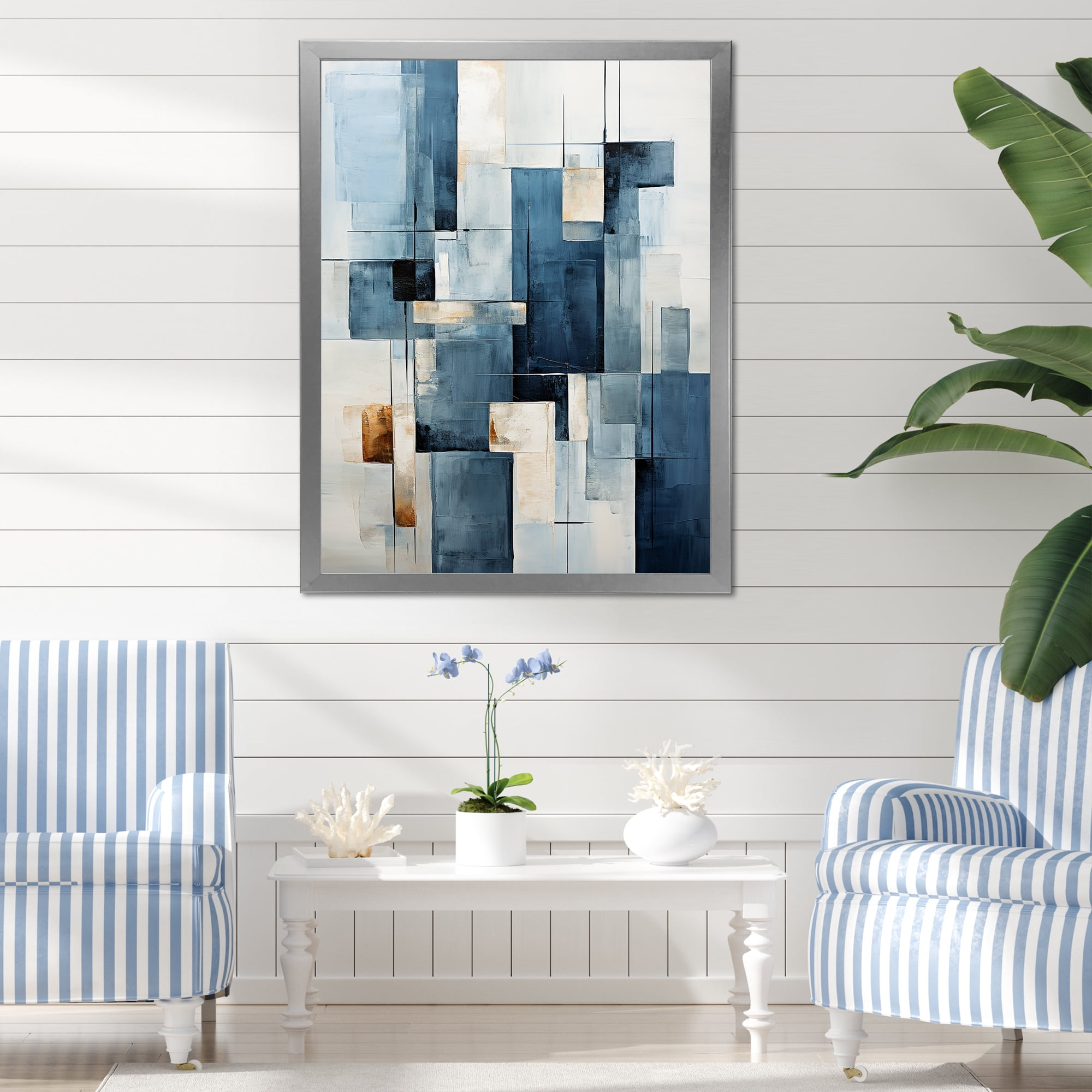 A closer look at Light Monochromatic Coastal Living Room Wall Art