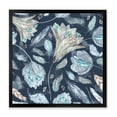 thumbnail image 1 of Designart 'Navy Blue Botanical Pattern With Feathers' Traditional Framed Art Print, 1 of 4