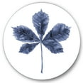 thumbnail image 1 of Designart 'Navy Blue Chestnut Leaf On White' Traditional Circle Metal Wall Art 11x11 - Disc of 11, 1 of 5