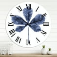 thumbnail image 1 of Designart 'Navy Blue Chestnut Leaf' Traditional Wall Clock, 1 of 5