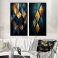 thumbnail image 1 of Designart "Navy Blue Diamond Rising Retro II" Modern Geometric Framed Wall Art Set Of 2 - Modern Gold Frame Gallery Set For Office Decor, 1 of 6