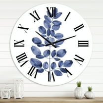 Designart 'Navy Blue Eucalyptus Ii' Traditional Wall Clock