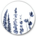 thumbnail image 1 of Designart 'Navy Blue Eucalyptus On White I' Traditional Circle Metal Wall Art 23x23 - Disc of 23, 1 of 5