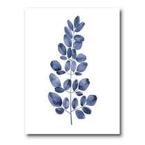 Designart ' Navy Blue Eucalyptus On White ' Traditional Canvas Wall Art Print