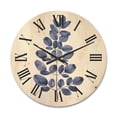 thumbnail image 1 of Designart 'Navy Blue Eucalyptus On White' Traditional Wood Wall Clock, 1 of 5