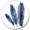 thumbnail image 1 of Designart 'Navy Blue Tropical Banana Leaves On White' Tropical Circle Metal Wall Art 23x23 - Disc of 23, 1 of 5