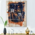thumbnail image 1 of Designart 'Navy Blue and Orange Abstract' Modern Print on Natural Pine Wood, 1 of 5
