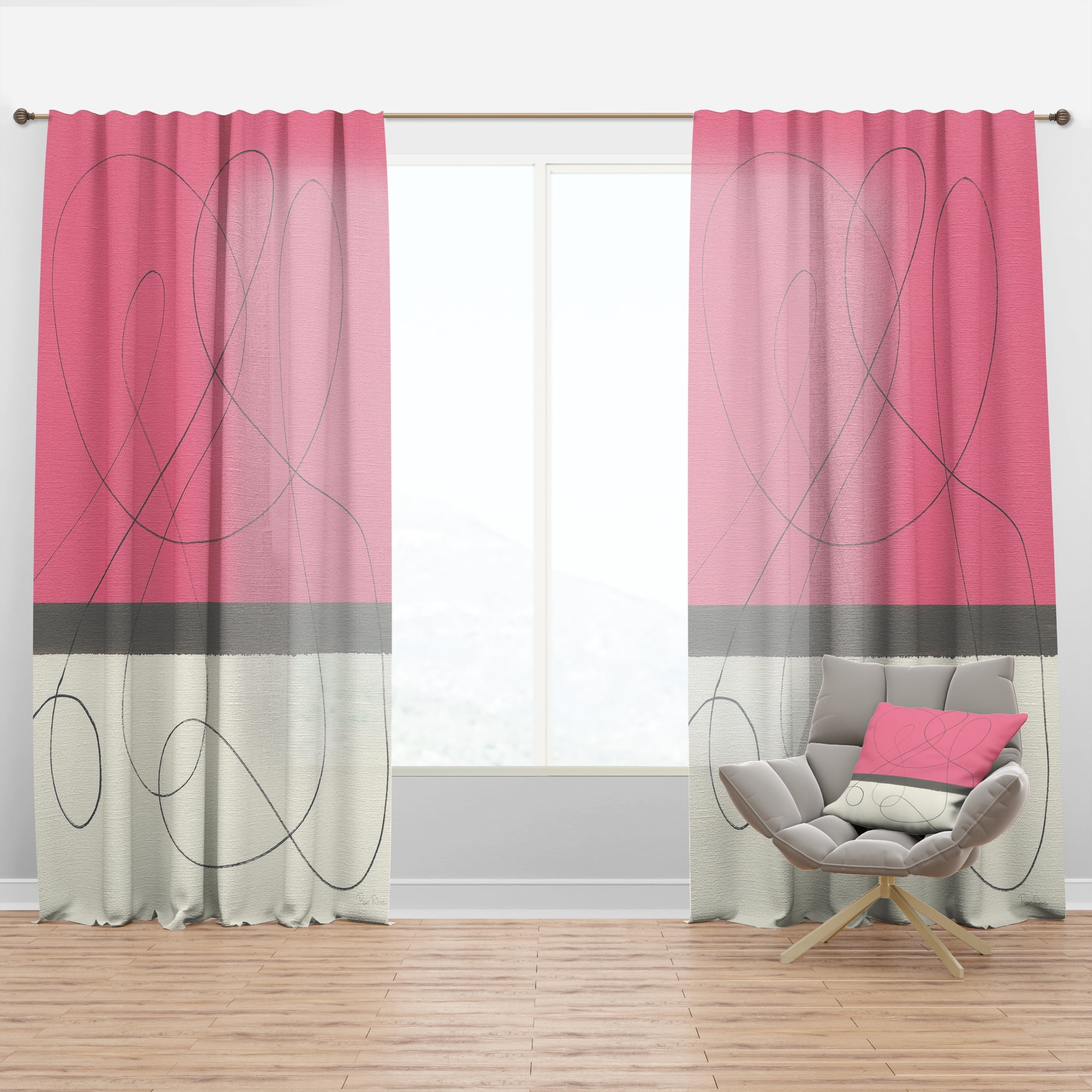 Designart 'Neapolitan Geometric II' Shabby Chic Curtain Panel