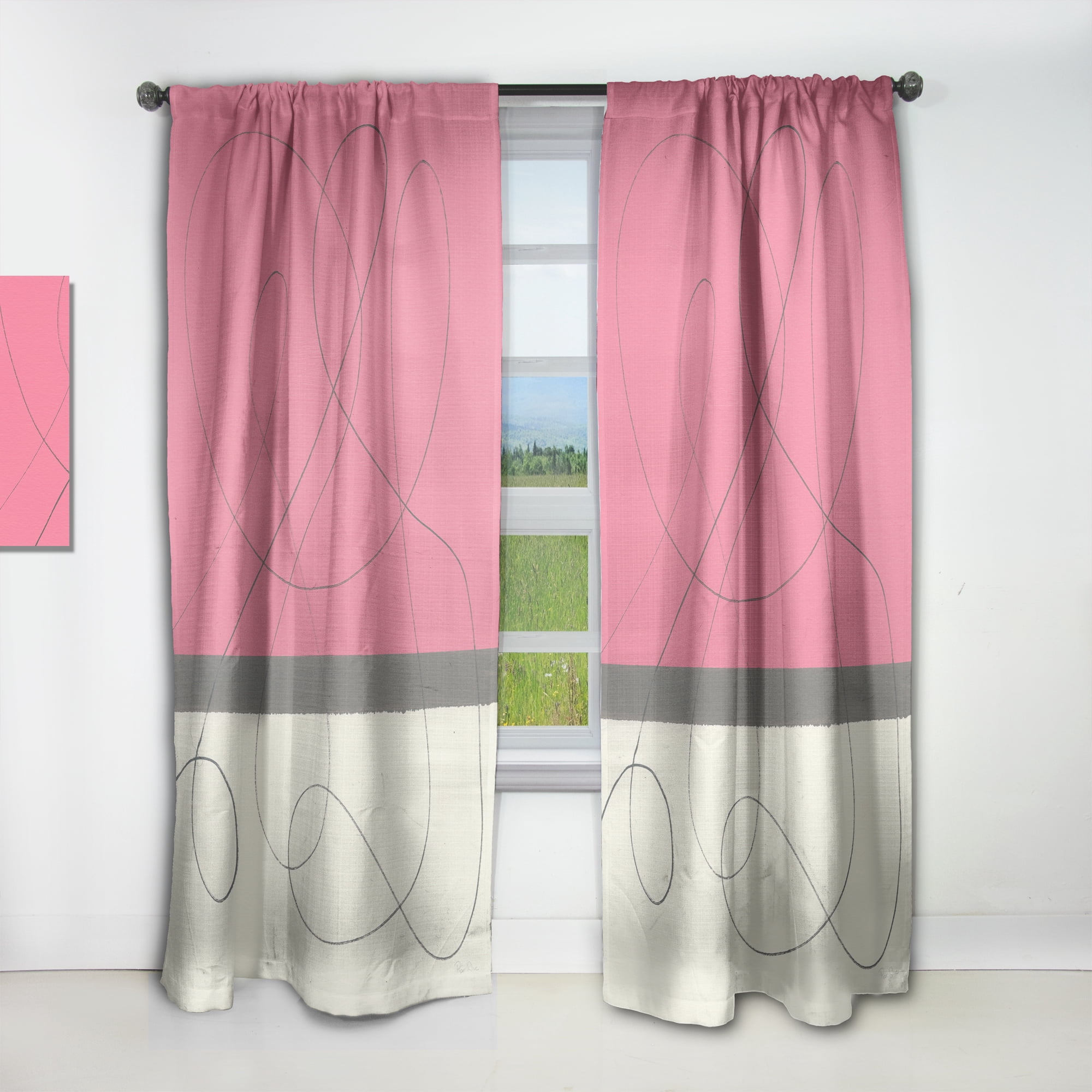 Designart 'Neapolitan Geometric II' Shabby Chic Curtain Panel