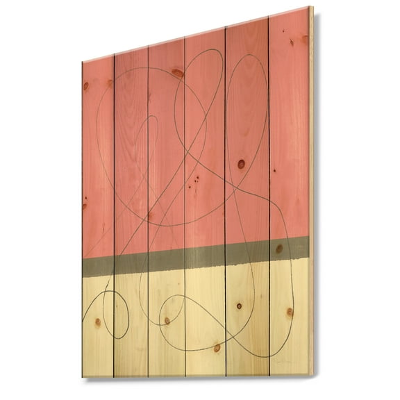 Designart 'Neapolitan Geometric II' Shabby Chic Print on Natural Pine Wood
