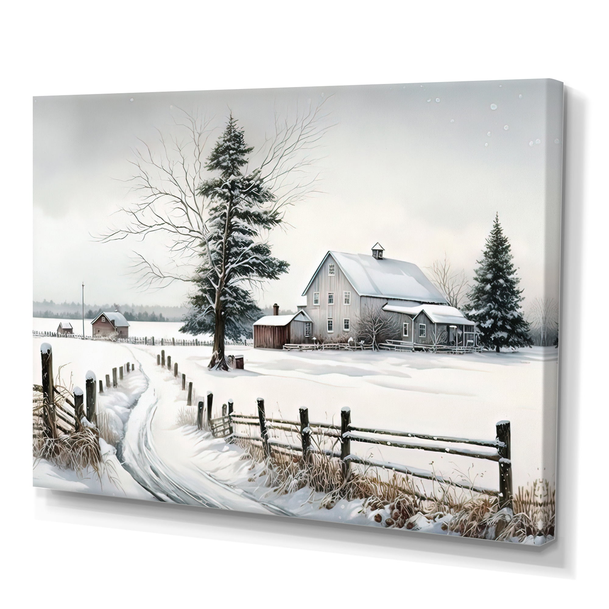 Designart Nebraska Farm In Winter Canvas Wall Art