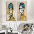 thumbnail image 1 of Designart "Neo-Tokyo Monarch Empress of Futuristic Japan I" Fashion Woman Framed Wall Art Set Of 2 - Glam Orange Framed Canvas Set For Living Room Decor, 1 of 6