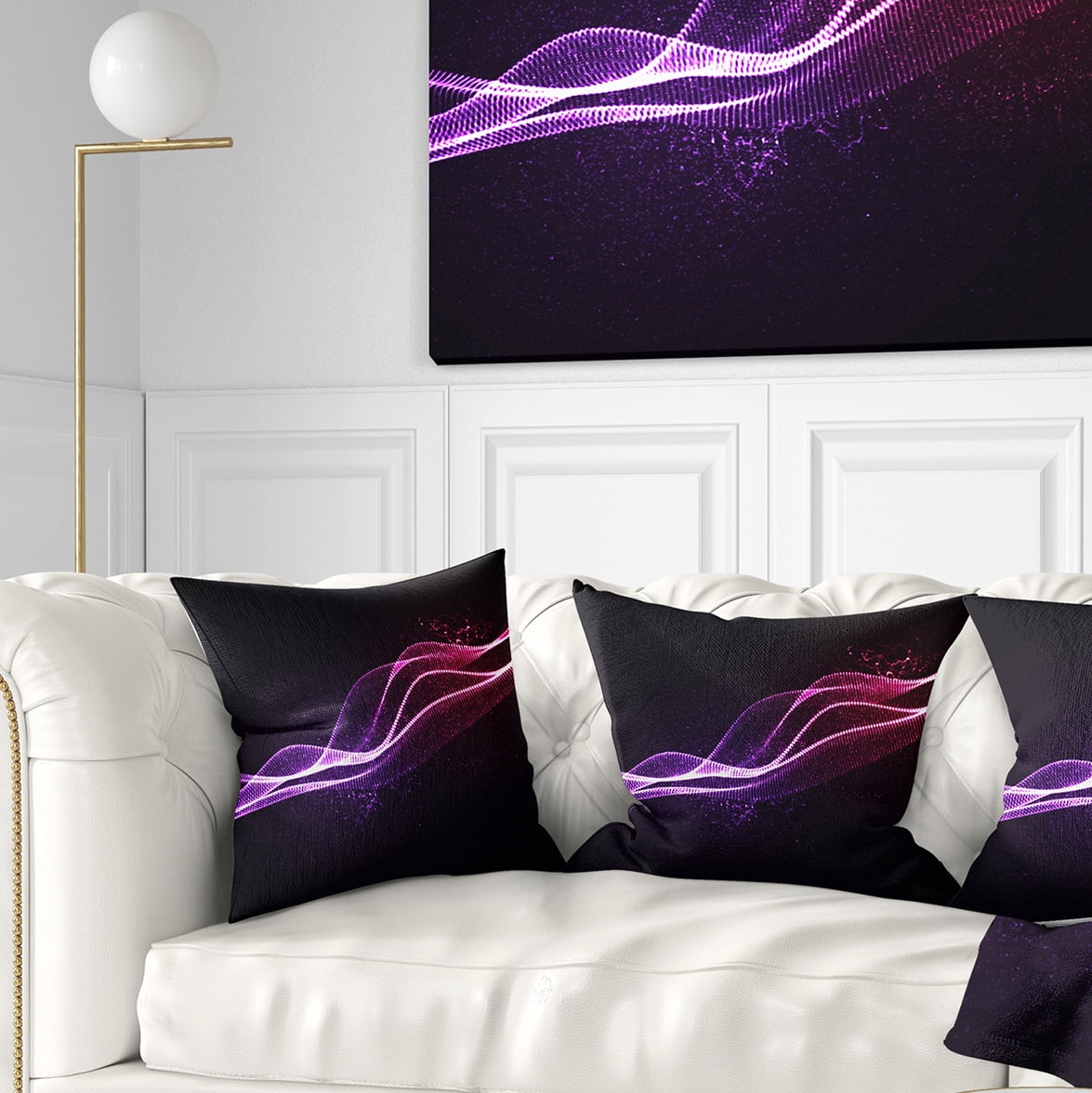 Designart Neon 3D Digital Wave - Abstract Throw Pillow - 16x16