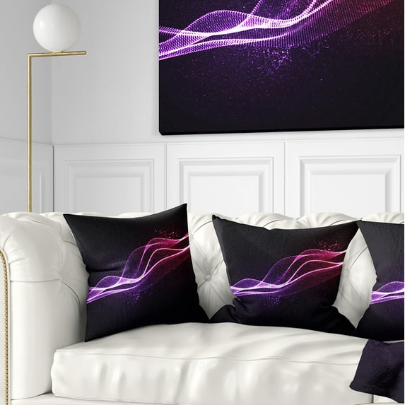 Designart Neon 3D Digital Wave - Abstract Throw Pillow - 18x18