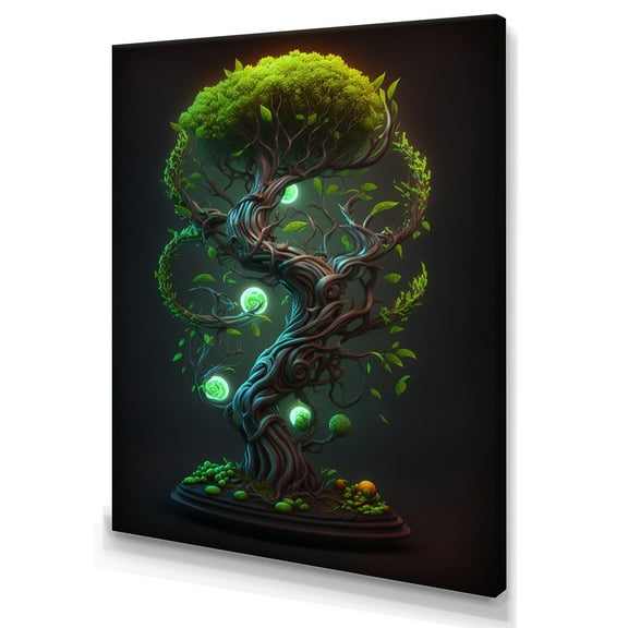 Designart Neon Bonsai Swirl Tree IV Canvas Wall Art