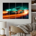 thumbnail image 1 of Designart "Neon Exotic Car in Teal II" Neon Car Metal Art Print Set, 1 of 5